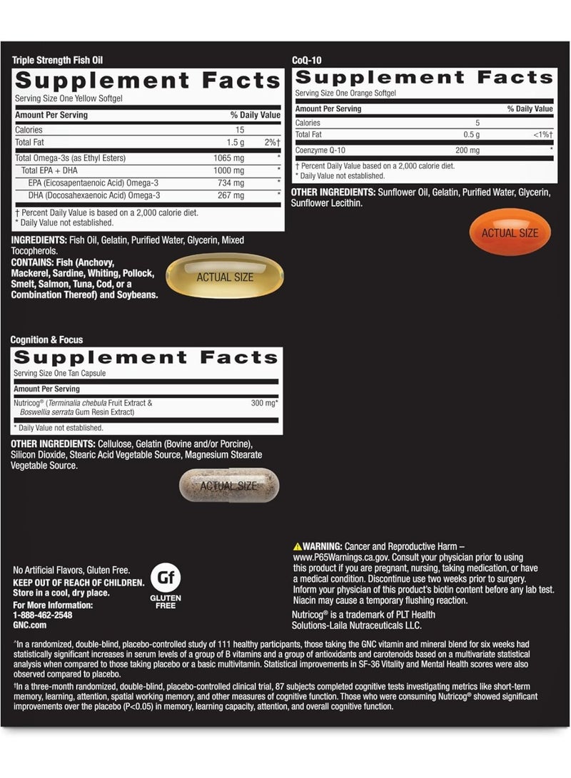 GNC Mega Men 50 Plus Vitapak Program, Convenient Complete Nutrition, 5 Products in 1 Vitamin Pack, Multivitamin, Fish Oil, Mental Sharpness, Ginkgo, Prostate Health, 30 Packets, 30 Day Supply - Image 2